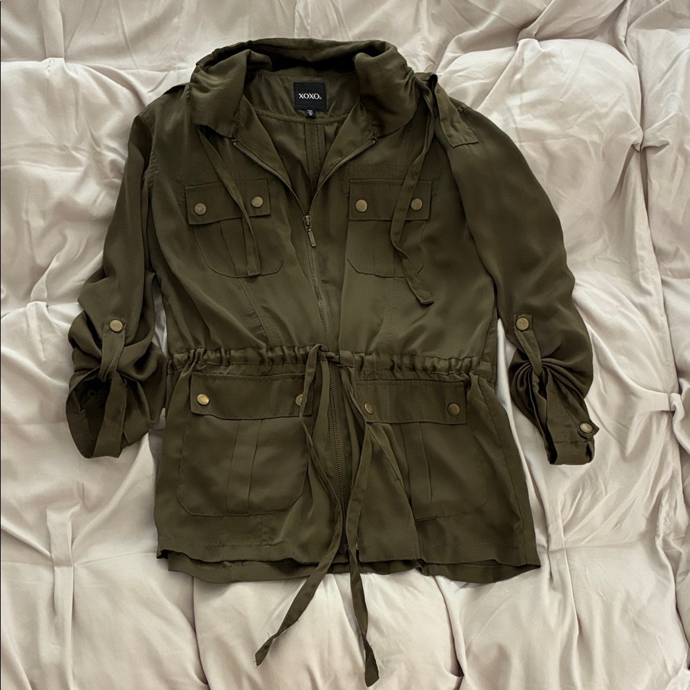 XOXO Women's Utility Jacket in Dark Olive